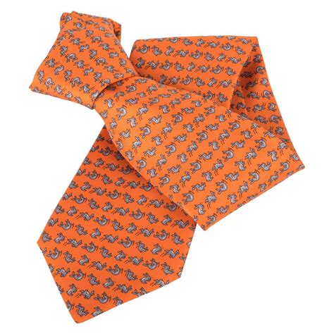 orange Hermes ties for men